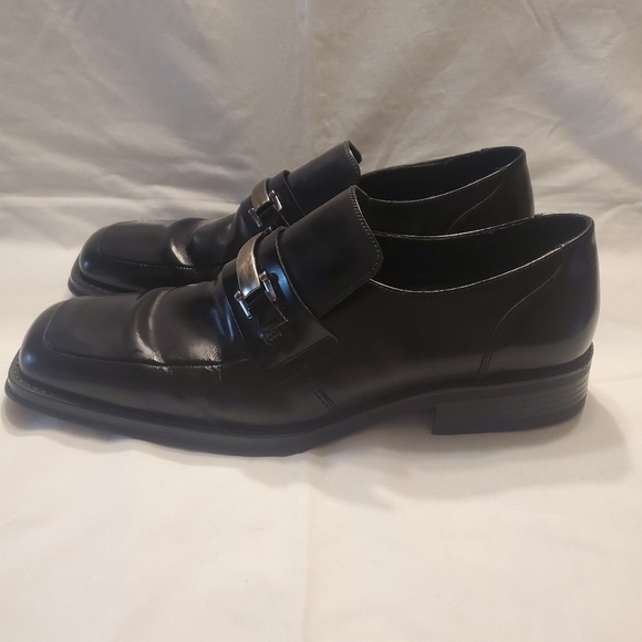 Kenneth Cole Reaction Bottoms Away Loafers Black Leather Chrome Accent Size 12 - Picture 5 of 16